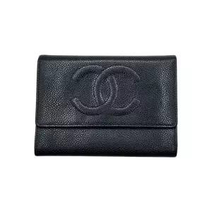 [정품] CHANEL 샤넬 캐비어 Caviar Logo Wallet L143935 로고 반지갑 856486