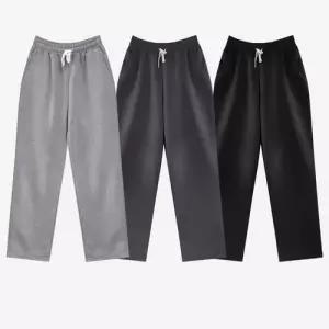 여자 기모 와이드팬츠 허리밴딩 면바지 홈웨어 이지룩 WD4E613