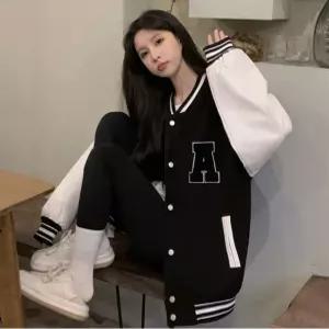 여성 모던 캐주얼 알파벳 자수 로고 패션 오버핏  야구점퍼