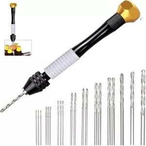 4.05인치 핀 바이스 핸드 드릴 20피스 0.5-2.5mm 수동 공예 날카로운 HSS 마이크로 미니 트위스트 취미용