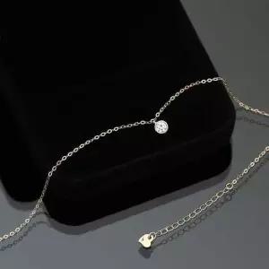 14K 골드 라운드 큐빅 팬던트 체인 금 팔찌