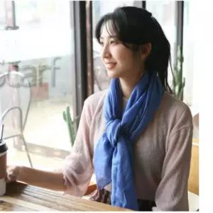 롱 시스루스카프 잔주름 칼라 봄가을용 스타일리 트렌디스 얇은망사 잔주름