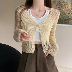 시스루 그물패션 크롭가디건 메쉬 가디건