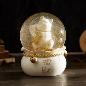 바이디움 일본스노우볼 고양이 수정 기념품 수정 구슬 소품 크리스마스 장식품 행운의 행운의