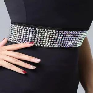 스팽글 라인댄스 벨트 비즈 슈트 라틴 댄스스포츠 다이아몬드 장식 액세서리 S사이즈 띠 51-61cm