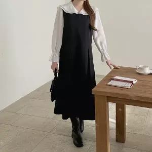 [빅사이즈]이블렛 뮤플아 플리츠 서스펜더 롱 원피스 제이스타일