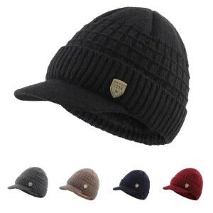 LLmoway 남성 여성 겨울 니트 바이저 커프 비니 플리스 안감 따뜻한 스키 해골 모자