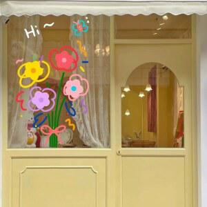 귀여운 강아지 시트지 그림 창문 카페스티커 커피숍 스티커 유리