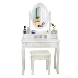 엔틱 화이트 화장대 유럽풍 선반대 원형 앤틱 한챠 거울 자가설치 콘솔 소형