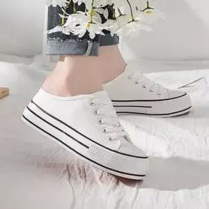 여성 캔버스 뮬 스니커즈 슬립온 데일리 운동화 신발 캔버스뮬 슬립온운동화