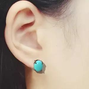 [셀러허브 패션][블루케이] 그린터키석 원석 귀걸이231004-03탄생석