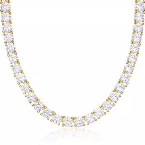 여성 남성용 키스얀 테니스 목걸이 14K 금/은 도금 시뮬레이션 다이아몬드 체인 원형 큐빅 지르코니아 초커