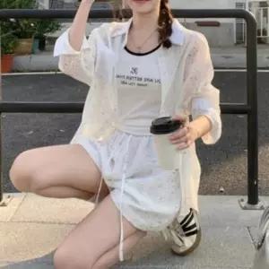 여성 여름 일상용 세트 삼피스 나시 블라우스 반바지