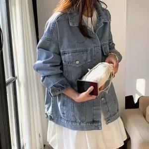 [하프클럽/]여성 연청 데님 롱 자켓 오버핏 청자켓 봄 간절기 캐주얼 아우터
