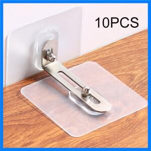 10PCS 강력한 자체 접착 책장 신발 캐비닛 옷장 벽 브래킷 어린이 보호를위한 고정 패치 방지 펀칭 없음