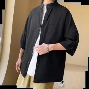 여성체크남방 데일리 남성 차이나카라 7부 시원한 심플 린넨 셔츠