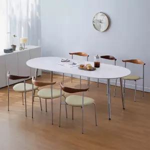 스칸디 크롬 멜로우 1600 6인 사각/타원 세라믹 식탁세트