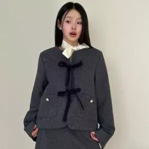 아이우먼 커먼노카라왕리본자켓 LTT485M412 빅사이즈