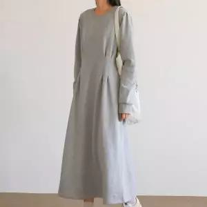 [하프클럽/]빅사이즈 601 무지핀턱플레어원피스 DWBX115