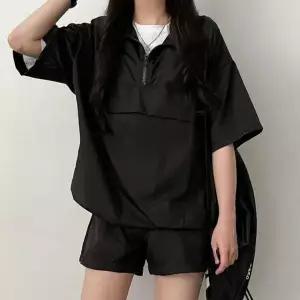 여성용 여름 반팔 반바지 아노락 반집업 상하의 트레이닝