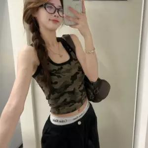 카모패턴 크롭 유넥나시티 밀리터리나시티 캐주얼룩 스타일 밀리터리 카모크롭