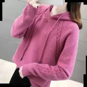 여자 가을 겨울 주말 나들이 후드 니트 스웨터 코디