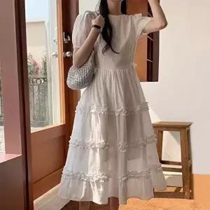 여성 하객 데이트 모임 프릴 캉캉 퍼프 반팔 롱원피스 (KYR-WFHPJTK)