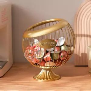 엔틱 캡슐 커피 사탕 과자 바스켓 인테리어 스틸 보관함간식홀더 케이스 바구니 정리함 식탁