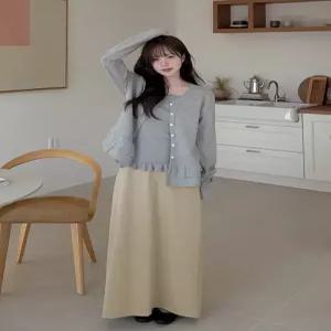 [엘루이즈][엘루이즈] [뒷밴딩뒷트임] 코지링 H라인 맥시 롱스커트(2color)