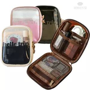 뷰레이터닷컴 헬로우트립 투명 미니 여행파우치용세면백 면치 소품백 가방 생리대치 목욕 세면백 워시백 세
