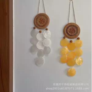 라탄 우드 자개 모빌 썬캐쳐 인테리어소품벽장식 문종 장식품 소품 드림처 썬처 깃털품 감성캠핑 차박 썬쳐