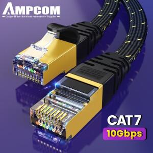 AMPCOM 이더넷 케이블 플랫 랜 SFTP 라운드 RJ45 네트워크 Cat 7 인터넷 코드 라우터 모뎀 PC PS4 패치