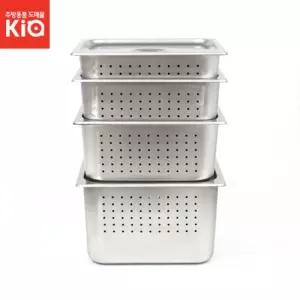 (옵션:4인치 1 2 타공밧드(뚜껑별도))스텐타공밧드 타팬 푸팬 야채박스 바트 받드 물빠짐 냉장고 정리용기