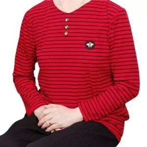 할머니선물 인기 골지 중년 티셔츠 줄무늬 할머니 간절기 긴팔티