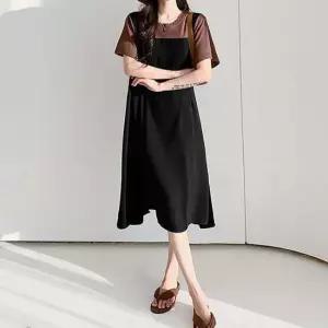 반팔 멜빵스타일 데일리 여자 원필스 여름 롱원피스 캐쥬얼원피스룩