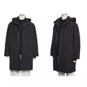 [롯데백화점]레노마 S/S 블랙 간절기 루즈핏 터틀넥 롱 후드코트 RQIMBH03ANW