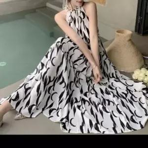 바캉스 나시 인기 홀터넥 롱원피스 여름 감성 여자 여성 휴양