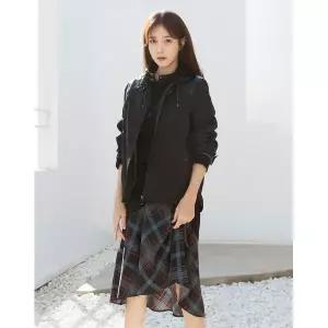 [하프클럽/비비올리비아]체크배색 후드 원피스_VVCOAYS2151