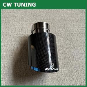 BMW F30용 레무스 로고가 있는 광택 카본 테일 엔드 블루 스테인리스 스틸 스트레이트 머플러 팁 플랜지 1