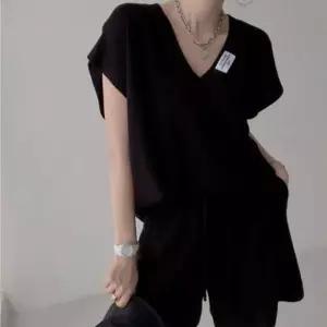 여성용 여름 니트 나시 반바지 투피스 핑크색