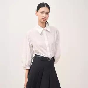 코튼 아일렛 레이스 셔츠 블라우스 (VKBAC7402)