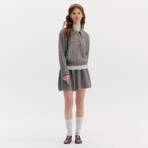 니트 케이블 카라 스커트 SET (TKOCA1931)