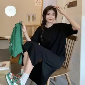 임산부용 루즈핏 데일리 롱 원피스 체형커버 반팔웨어