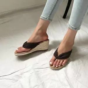 위빙 어퍼 웨지 힐 쪼리 샌들 웨지슬리퍼 웨지힐 6SS