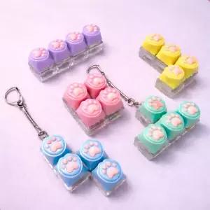 냥젤리 테트리스 딸깍이 키링 4구 키보드 고양이 키캡 클릭커 귀여운 열쇠고리