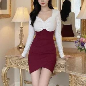 [하프클럽/]여자 여성스러운 랩 잔주름 나들이 쁘띠 원피스