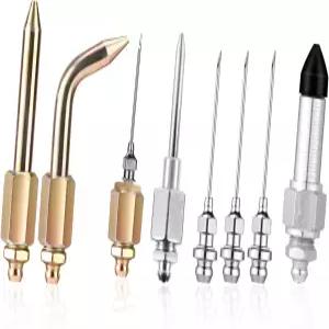 3 노즐 바늘 팁 디스펜서 고무 커플러 어댑터 그리스 피팅 구부러짐 및 직선 니플 도구 부품을 포함한