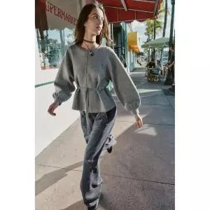 [국내배송정품] ZARA 드로스트링 니트 스웨터 - 그레이