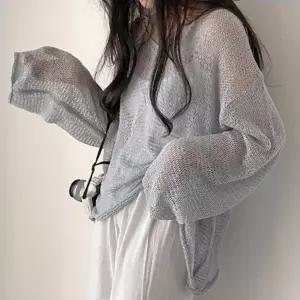 루즈핏롱니트 여자 여름 주말 나들이 데이트 룩 시스루 루즈핏 니트