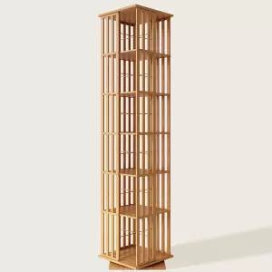 XIMN 360° 회전 대나무 CD /DVD 선반 - 영화용 6단 공간 절약형 미디어 저장 캐비닛 초소형 디자인의